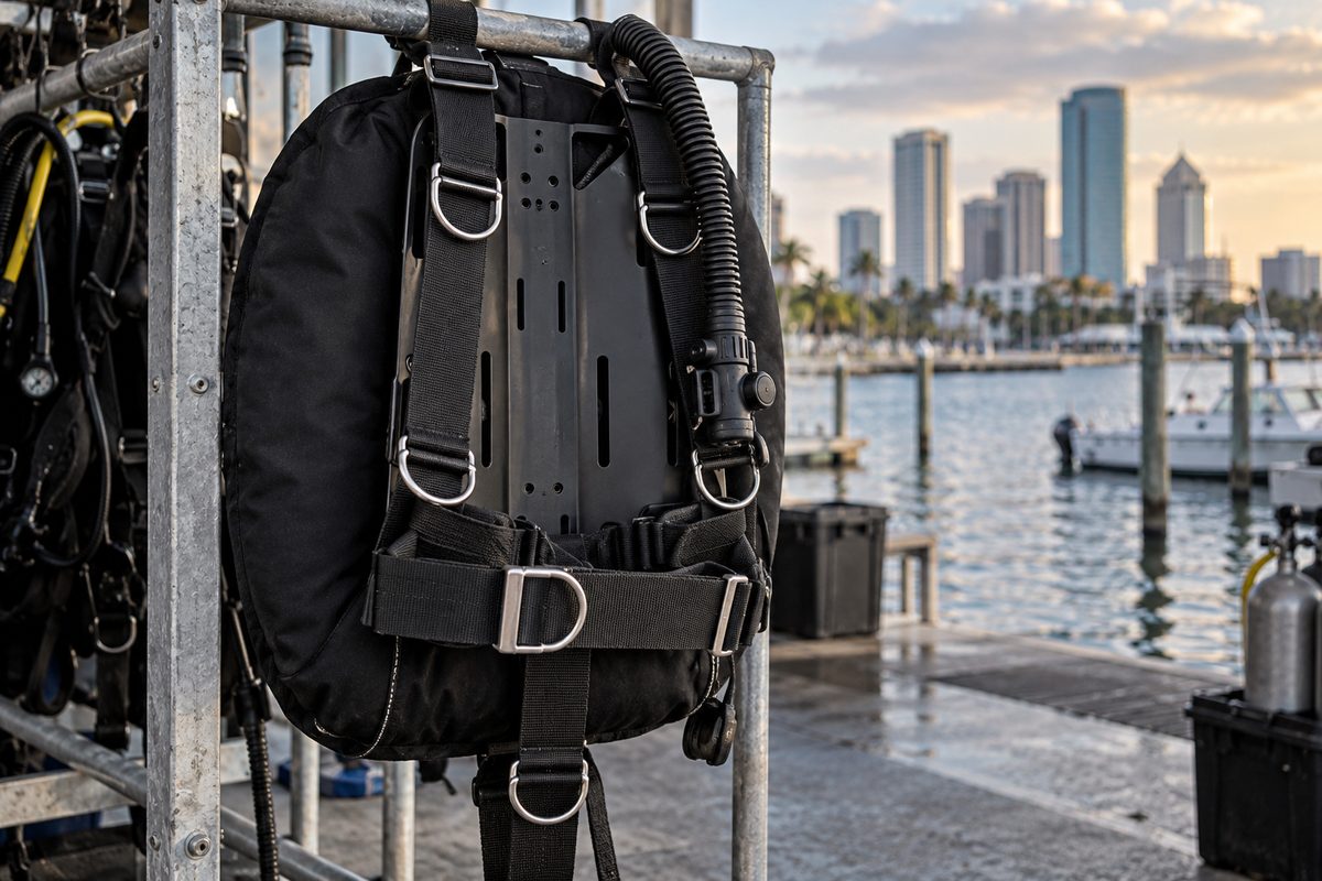 Technical backplate and wing buoyancy compensator system fitted with stainless steel hardware