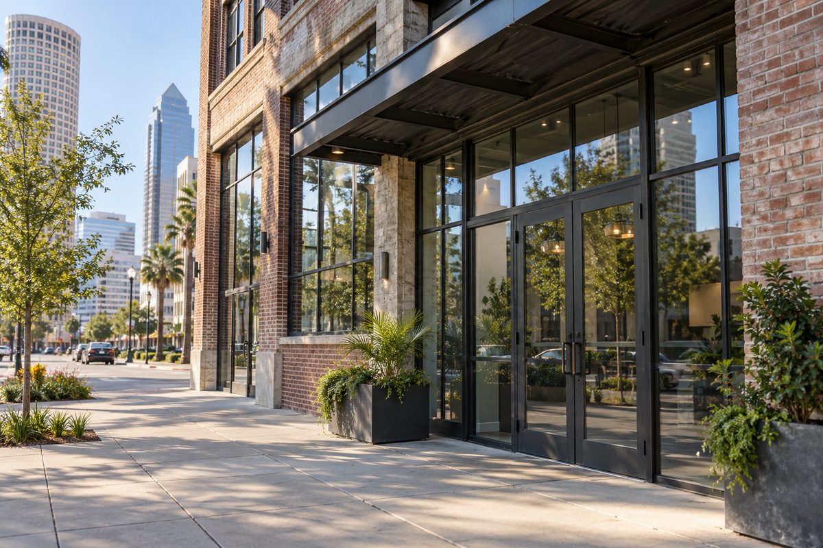 Exterior street entrance of Budi Dive center at 803 North Tampa Street in Tampa Florida